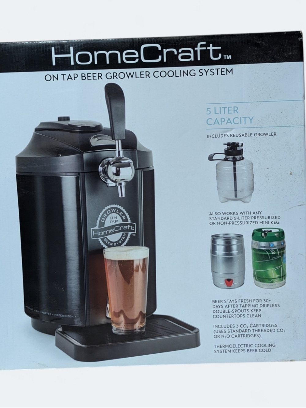 HomeCraft On Tap Beer Growler Cooling System - Black / Charcoal New